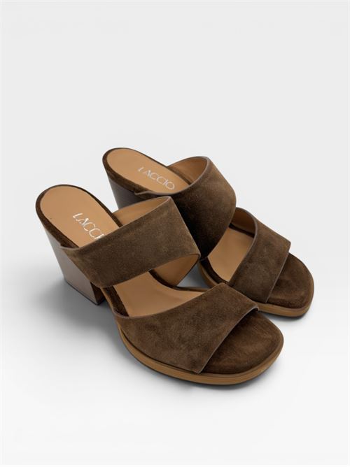 Ciabatte con tacco marroni effetto suede da donna IL LACCIO | PERLA05VELOURCHOCCOLATE